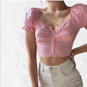 FLORAL BUTTON DOWN CROP